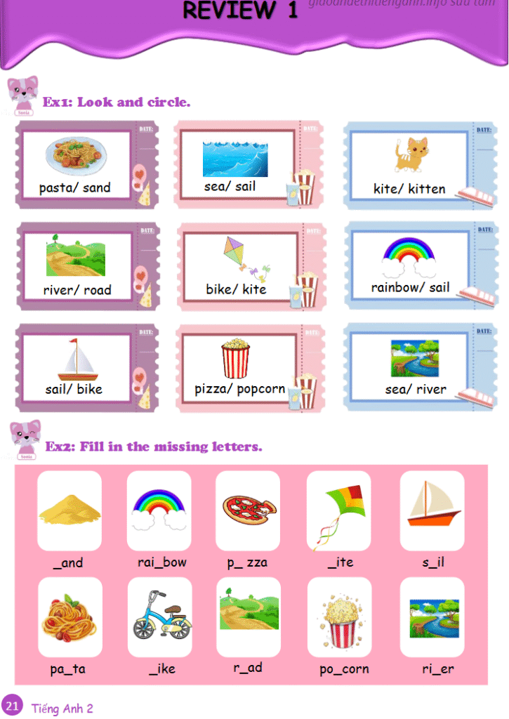 Tài liệu bổ trợ tiếng Anh lớp 2 trên trường full 16 Unit 21 Review 1