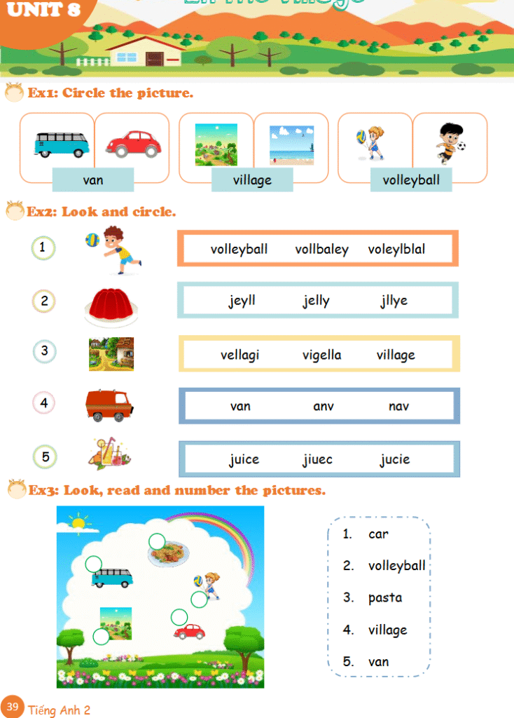 Tài liệu bổ trợ tiếng Anh lớp 2 trên trường full 16 Unit 39 Unit 8