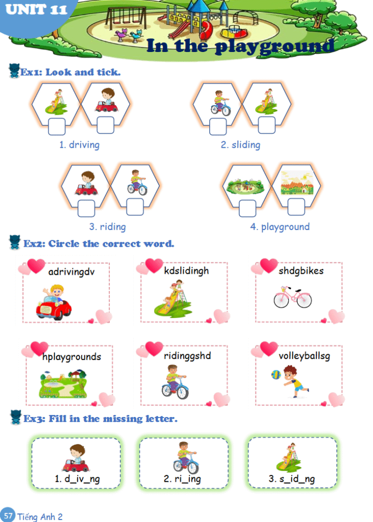 Tài liệu bổ trợ tiếng Anh lớp 2 trên trường full 16 Unit 57 Unit 11