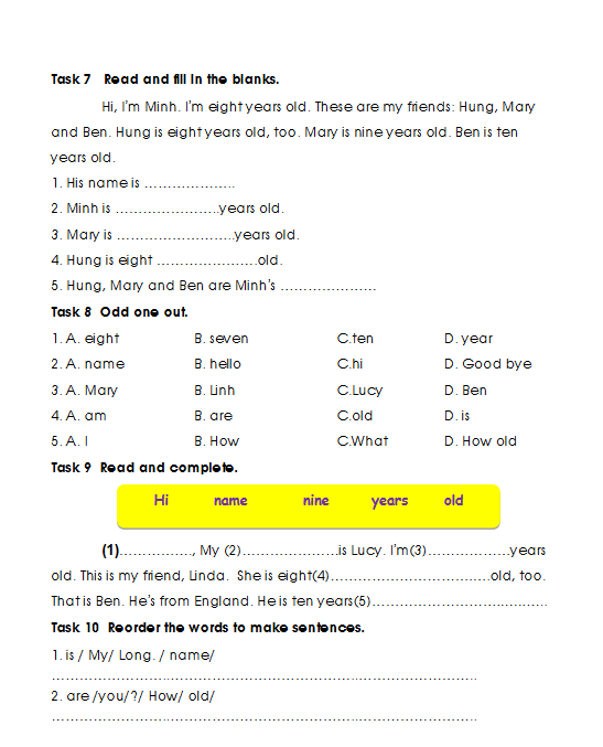 Tài liệu bổ trợ tiếng Anh lớp 3 trên trường full 20 Unit 12 Unit 2