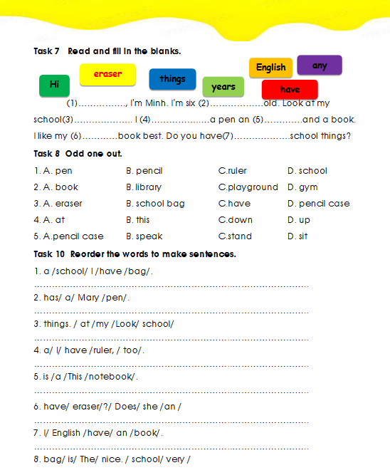 Tài liệu bổ trợ tiếng Anh lớp 3 trên trường full 20 Unit 65 Unit 8