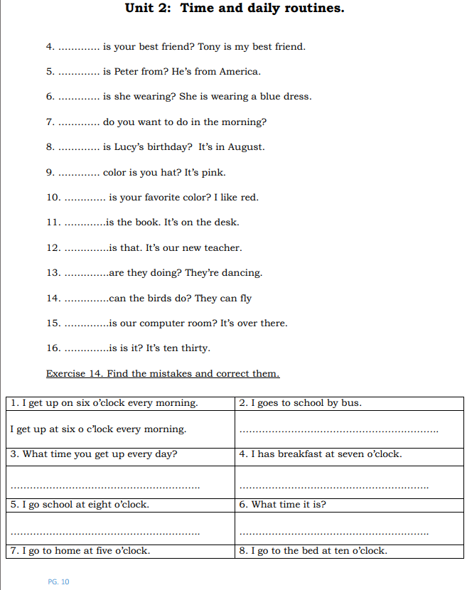 Tài liệu bổ trợ tiếng anh lớp 4 trên trường full 10 Unit 23 Unit 2