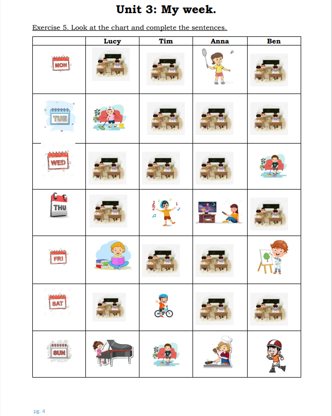 Tài liệu bổ trợ tiếng anh lớp 4 trên trường full 10 Unit 30 Unit 3