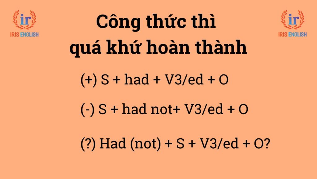 Công thức thì quá khứ hoàn thành