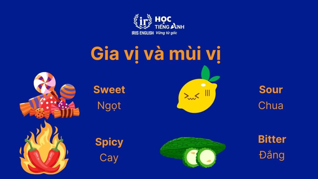 Từ vựng về các loại gia vị trong tiếng Anh: Gia vị và mùi vị