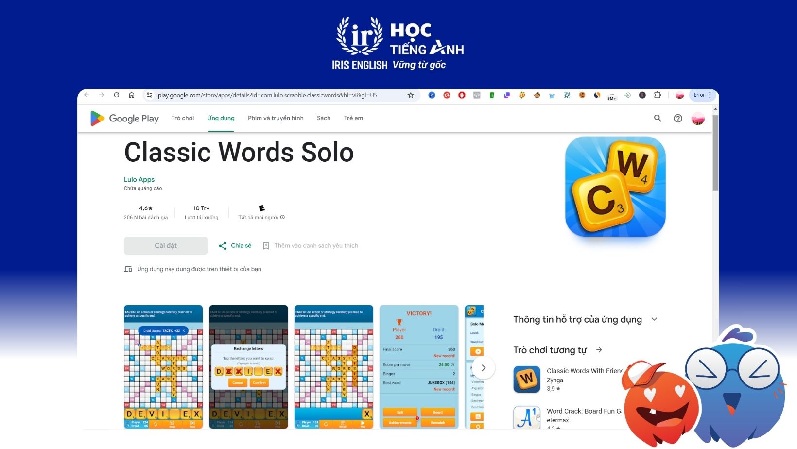 game-hoc-tu-vung-tieng-anh-classic-words-solo