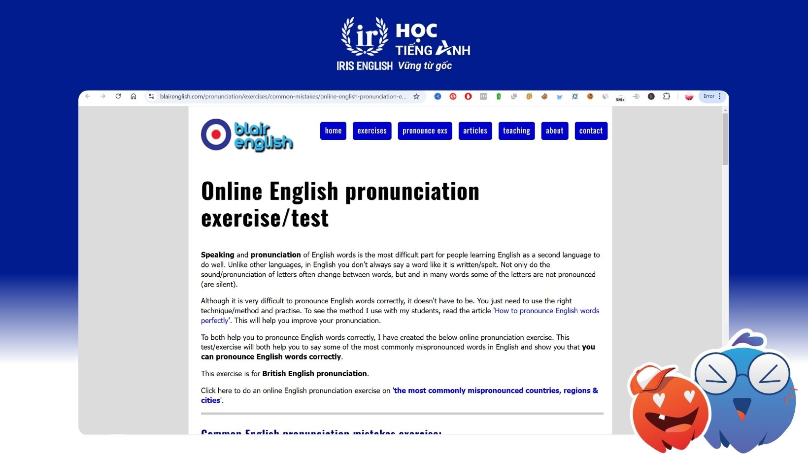 30+ Trang Web Kiểm Tra Phát Âm Tiếng Anh Chuẩn Nhất Hiện Nay 40 trang-web-kiem-tra-ky-nang-phat-am-tieng-anh-Blair English