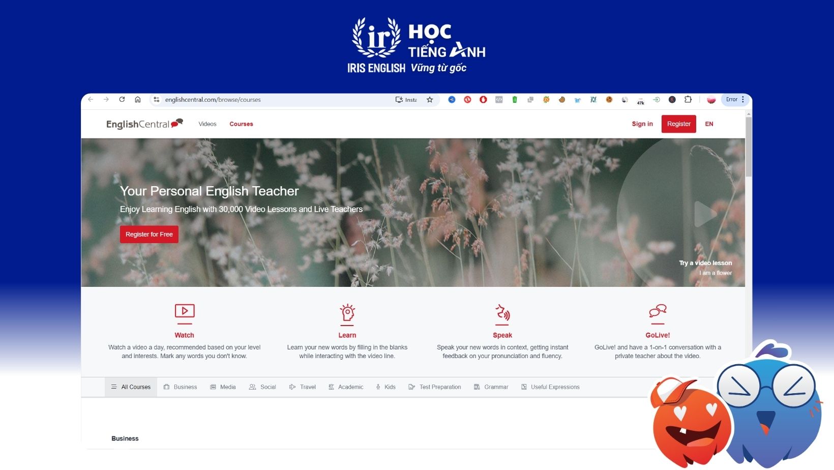30+ Trang Web Kiểm Tra Phát Âm Tiếng Anh Chuẩn Nhất Hiện Nay 17 trang-web-kiem-tra-ky-nang-phat-am-tieng-anh-English Central