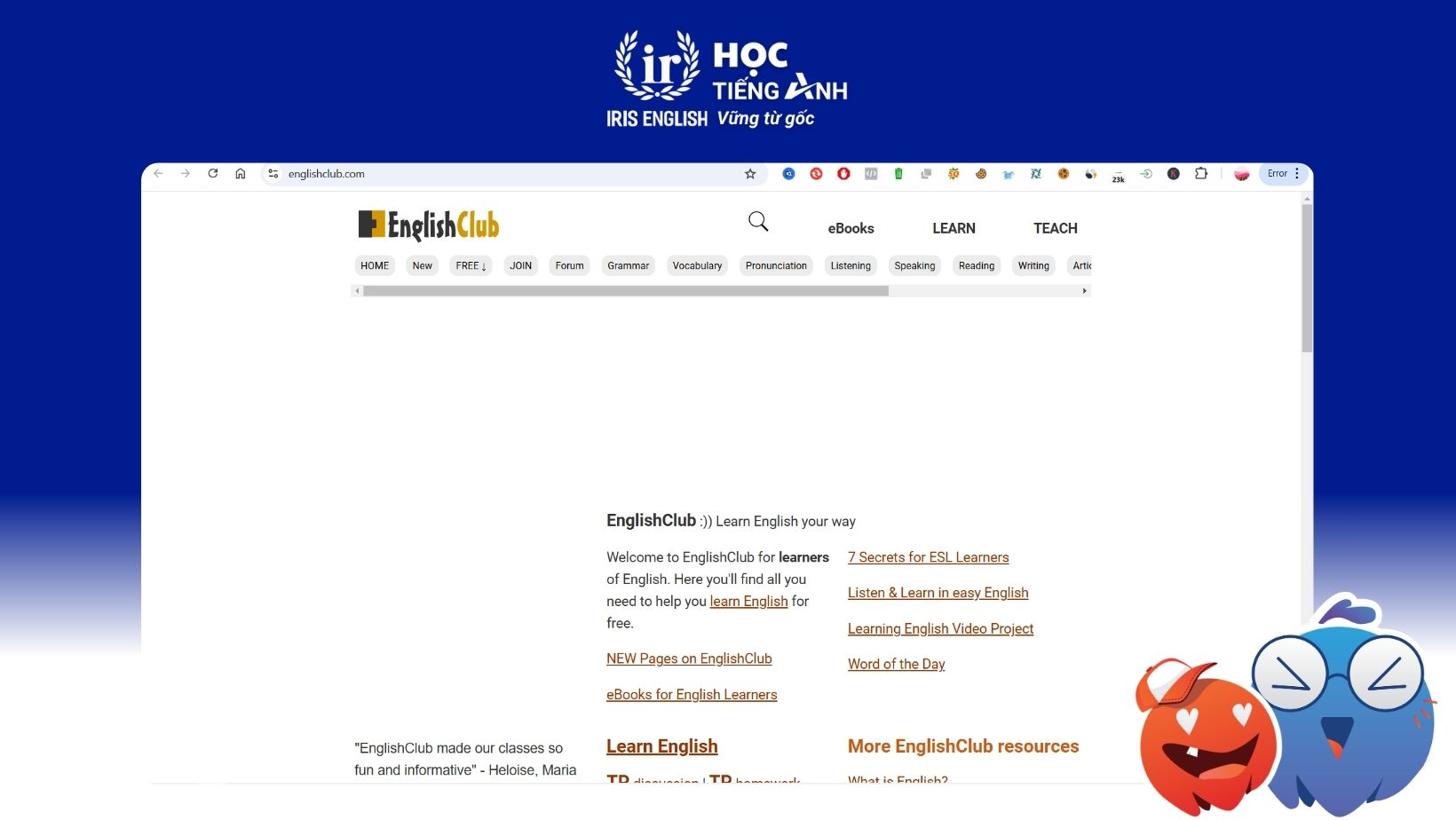30+ Trang Web Kiểm Tra Phát Âm Tiếng Anh Chuẩn Nhất Hiện Nay 25 trang-web-kiem-tra-ky-nang-phat-am-tieng-anh-EnglishClub