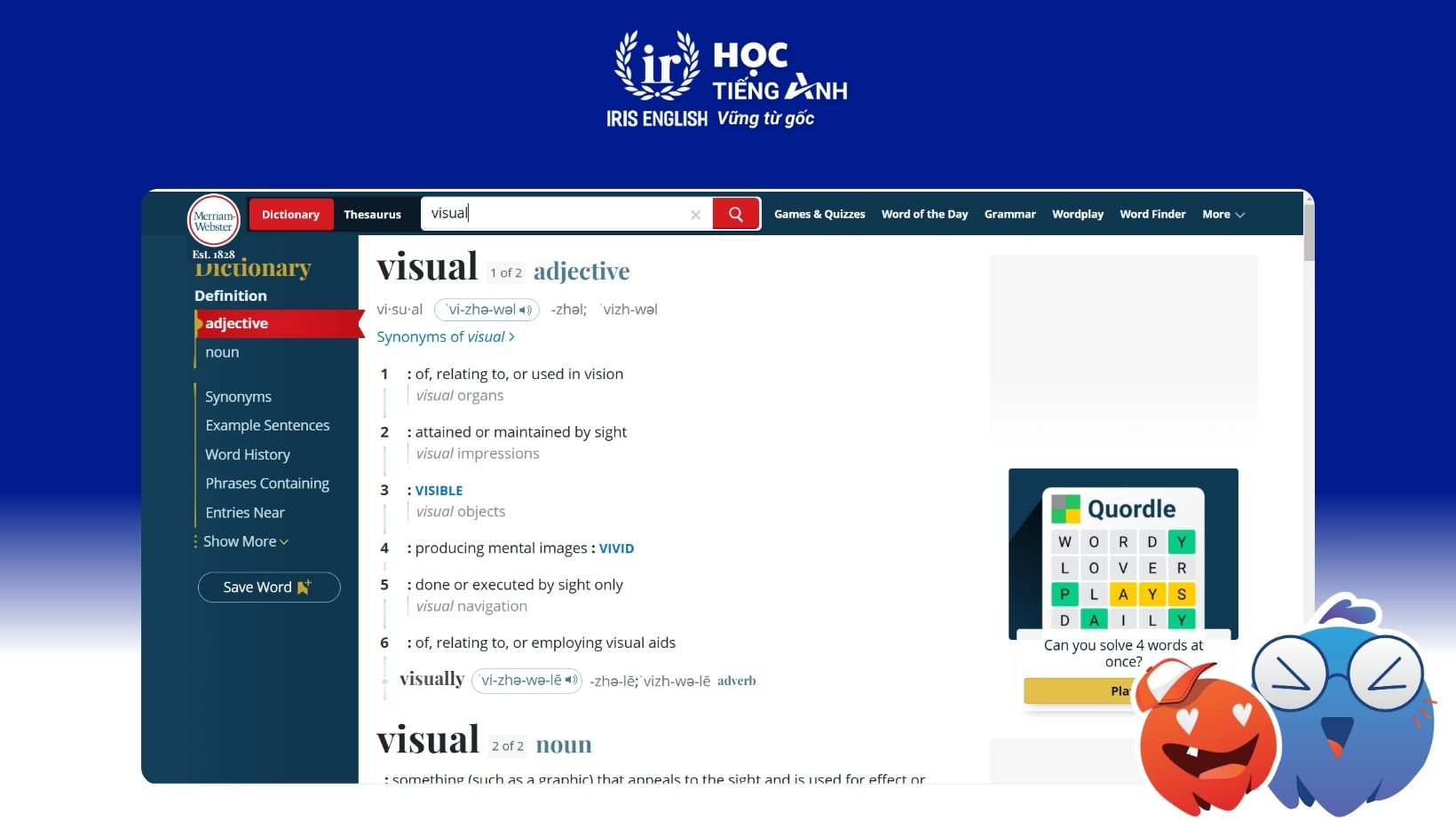 30+ Trang Web Kiểm Tra Phát Âm Tiếng Anh Chuẩn Nhất Hiện Nay 12 trang-web-kiem-tra-phien-am-tieng-anh-Visual Merriam-Webster