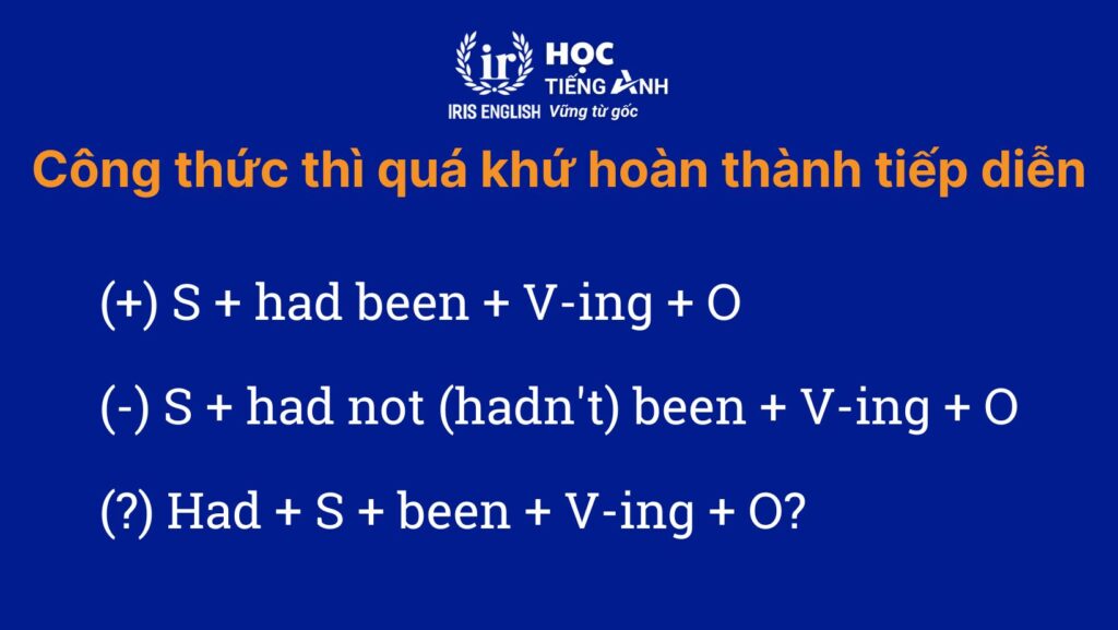 Công thức thì quá khứ hoàn thành tiếp diễn