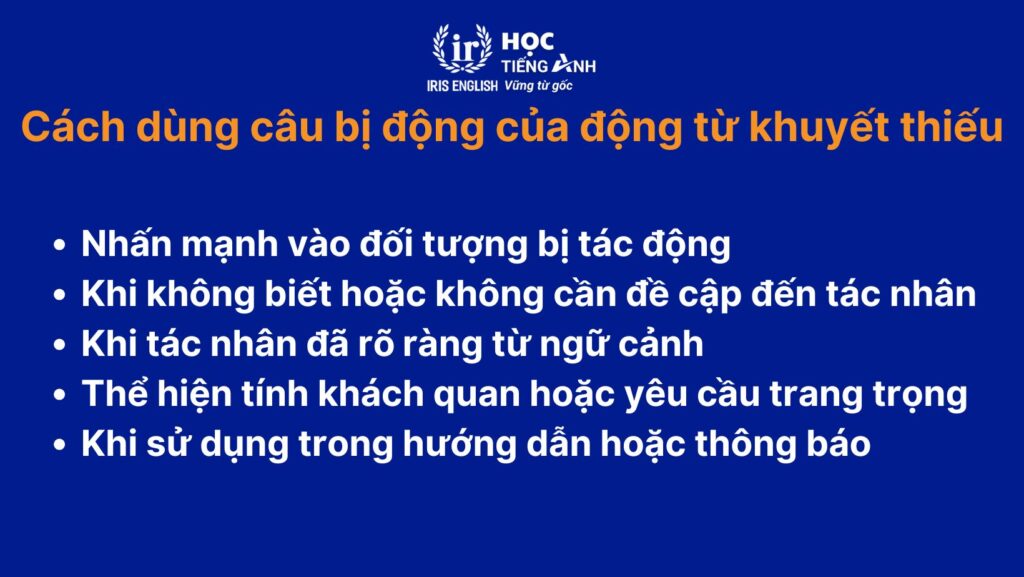 Cách dùng câu bị động của động từ khuyết thiếu