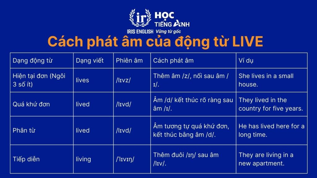 Cách phát âm của động từ Live