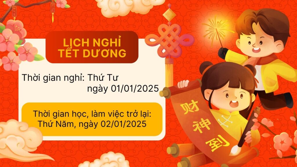 Thông báo lịch nghỉ Tết Dương lịch 2025