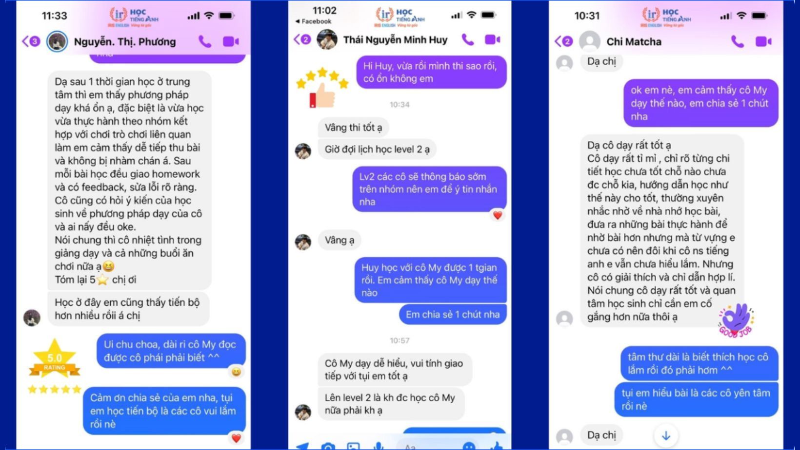 Học viên khóa trước đánh giá tích cực về lớp IELTS ở IRIS English