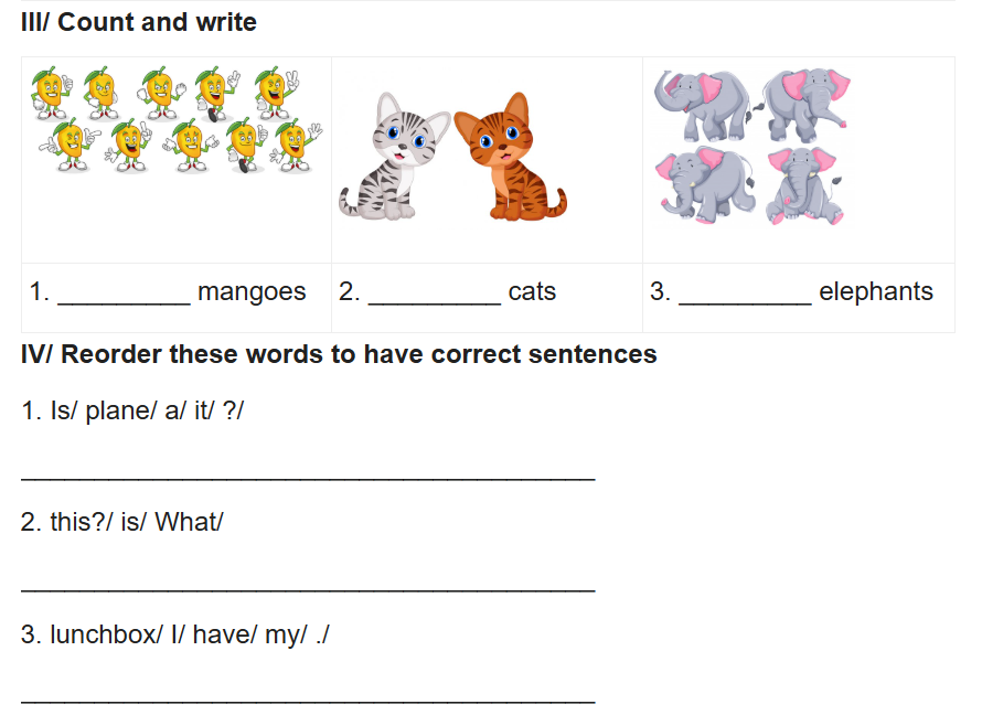 12+ đề thi tiếng Anh học kì 2 lớp 1 có đáp án (PDF tải xuống) 12 Đề thi tiếng Anh học kì 2 lớp 1