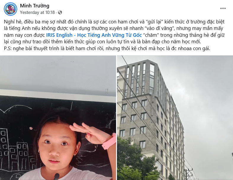 Feedback của phụ huynh Minh Trường