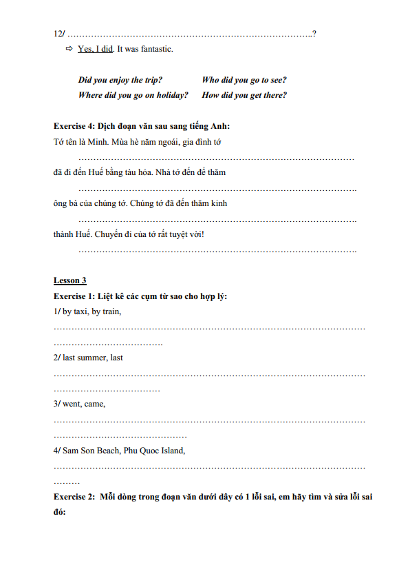 Bài tập ôn hè lớp 5 lên lớp 6 môn tiếng Anh (PDF tải xuống) 4 Bài tập ôn hè lớp 5 lên lớp 6 môn tiếng Anh (PDF tải xuống)