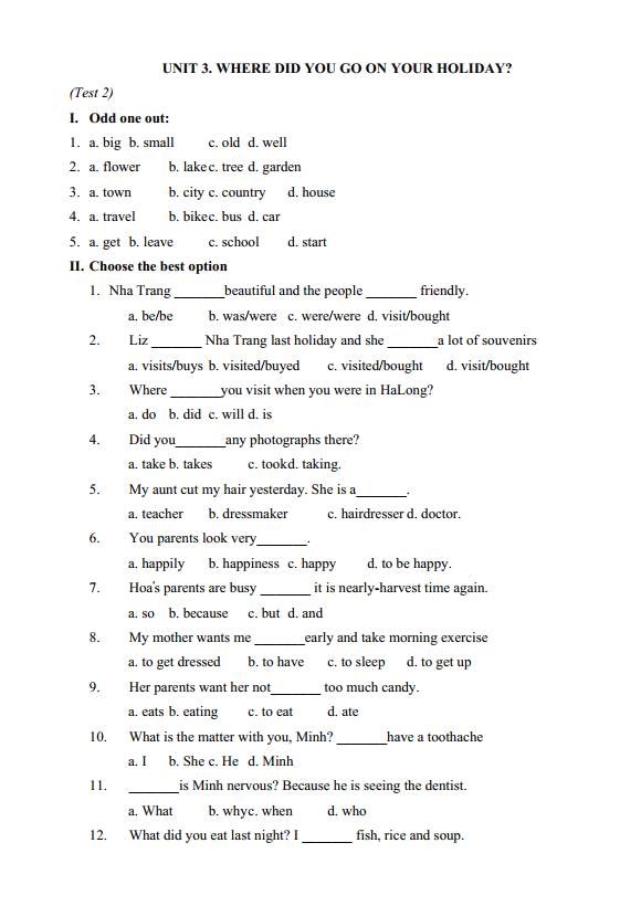 Bài tập ôn hè lớp 5 lên lớp 6 môn tiếng Anh (PDF tải xuống) 6 Bài tập ôn hè lớp 5 lên lớp 6 môn tiếng Anh (PDF tải xuống)