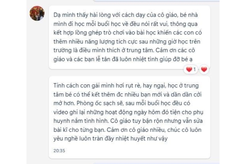 Khóa học dành cho kids 31 chuong trinh hoc tieng anh cho tre em feed back 01